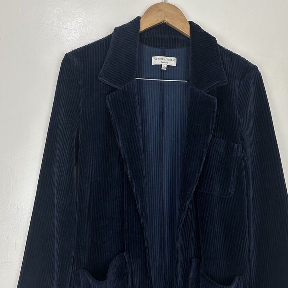 Madewell Jacket Womens XS Blue Texture & Thread Velour Corduroy Blazer - Picture 6 of 13